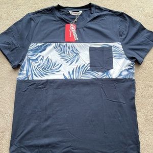 Pat Pat Mens Beach Blue Palm Island Vacation T-shirt with Pocket